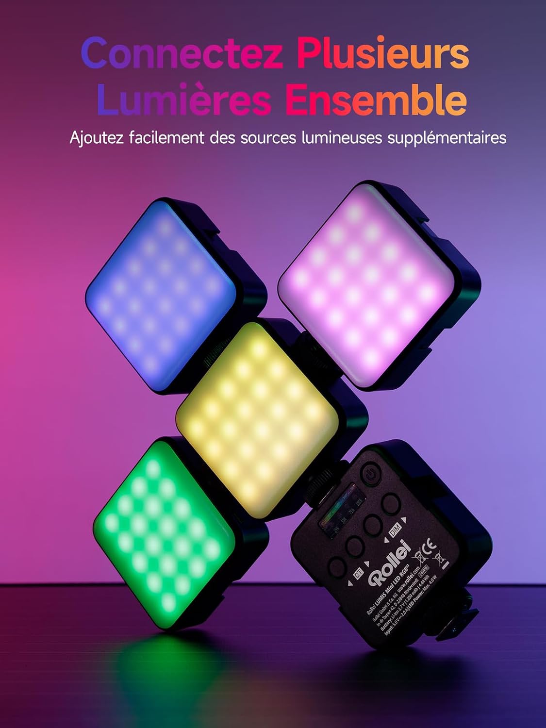Detalle de Rollei Lumis Mini Lampe LED RVB: éclairage compact et polyvalent pour smartphone et DSLR