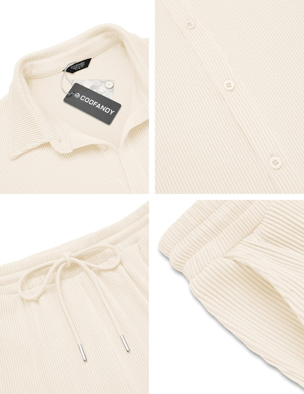 Detalle 1 de COOFANDY Button Down Shirt Set for Summer