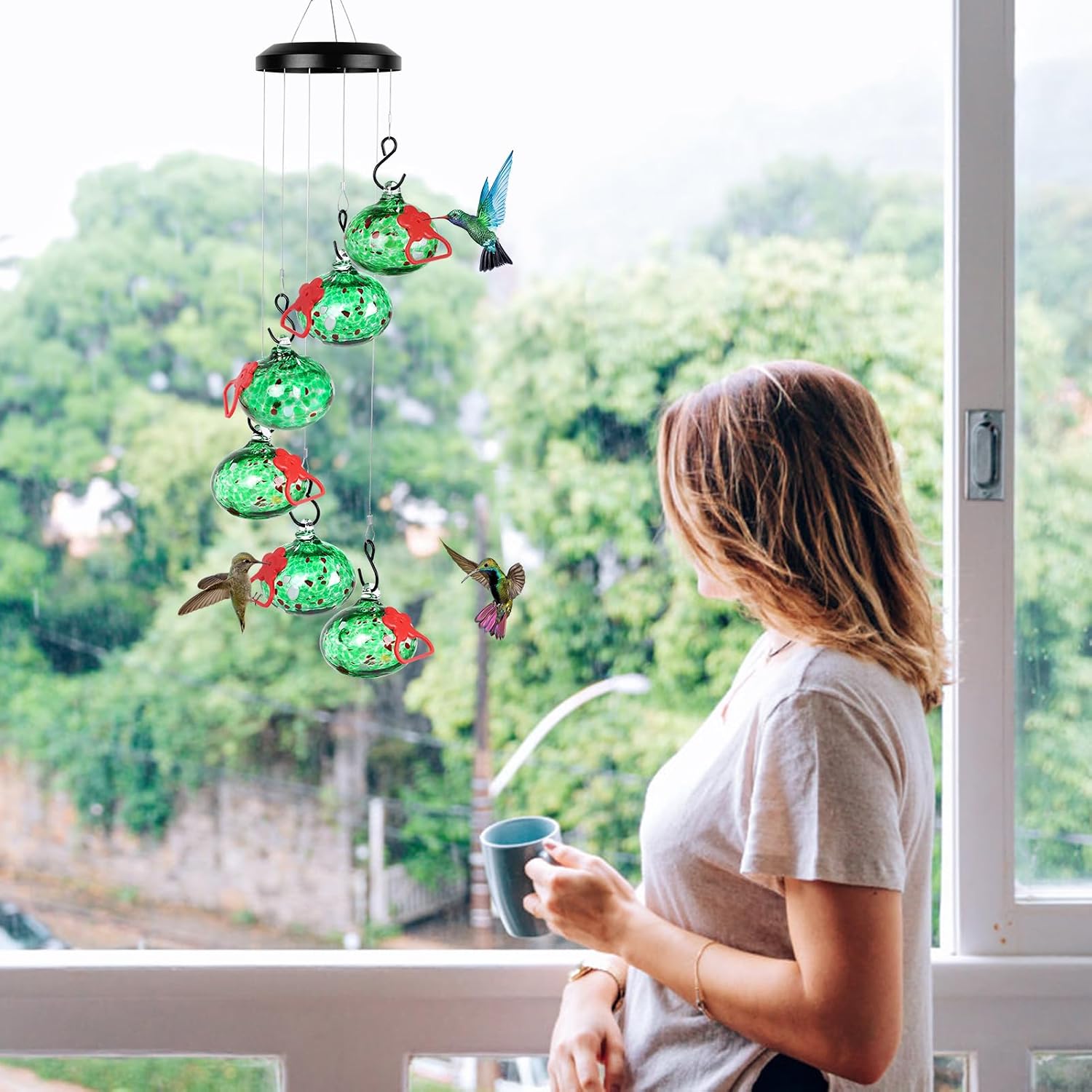 Thumbnail 5 de Headak Life Hummingbird Feeder Wind Chime Green