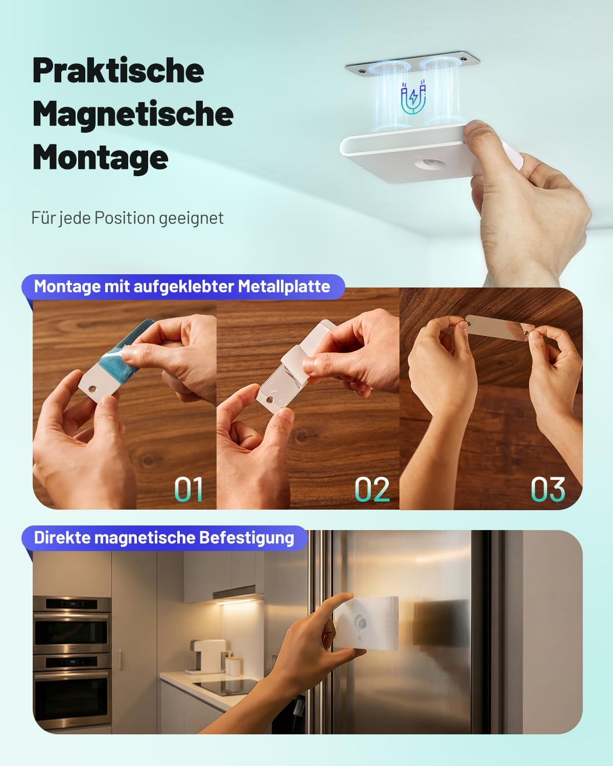 Thumbnail 5 de Treppenbeleuchtung mit Bewegungsmelder & Dämmerungssensor (6er-Set) – dimmbares LED Nachtlicht mit Akku