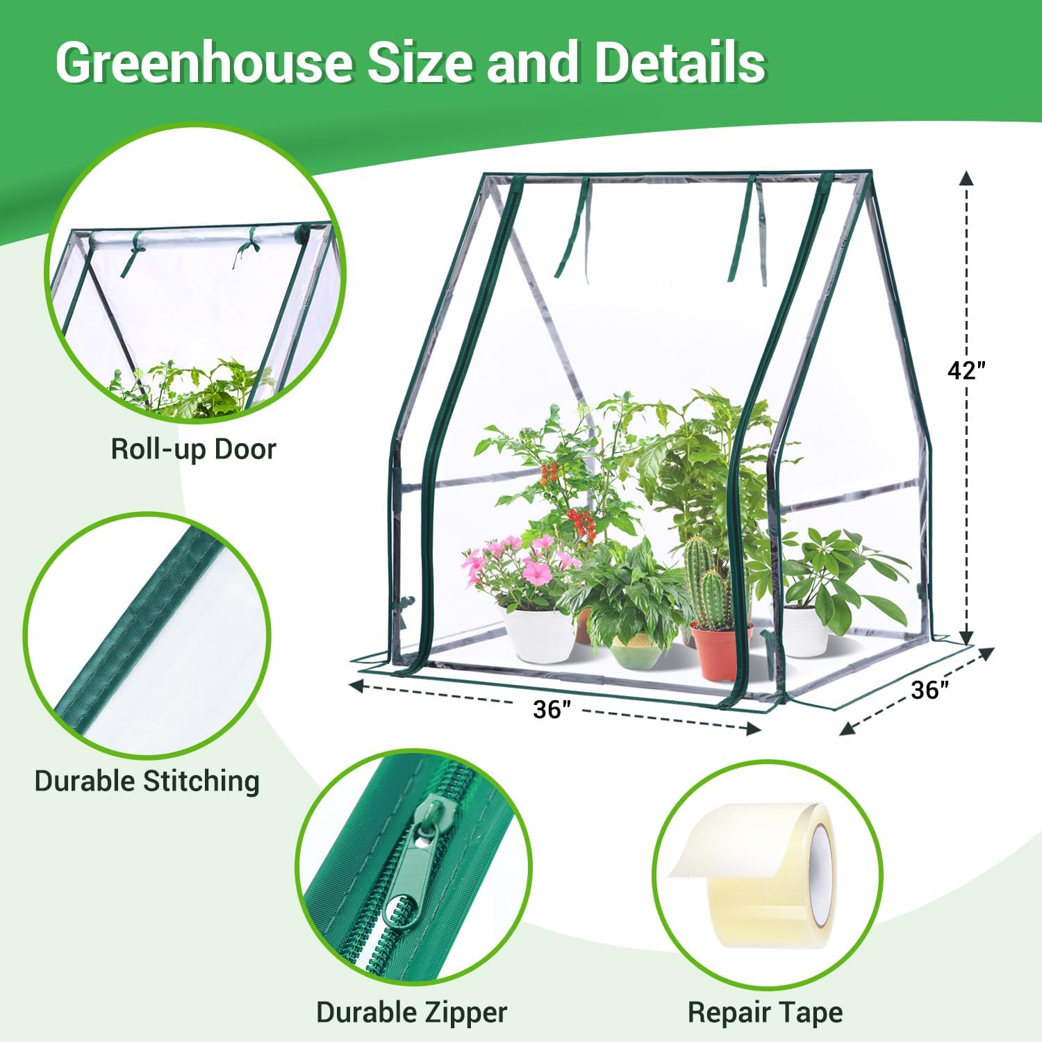 Thumbnail 2 de Ohuhu Mini Greenhouse 36x36x42 inches: Portable Seedling Dome with Waterproof Mat