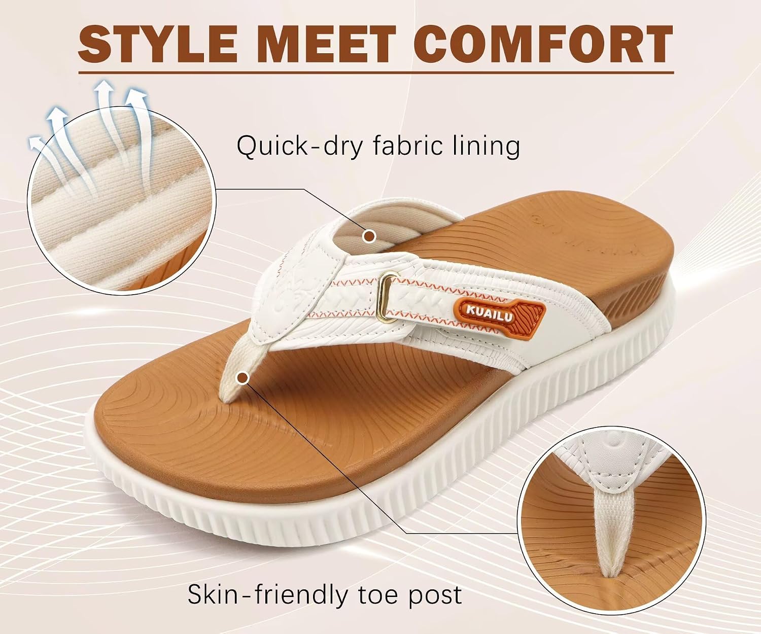 Thumbnail 3 de KuaiLu Womens Orthotic Cushion Flip Flops with Arch Support