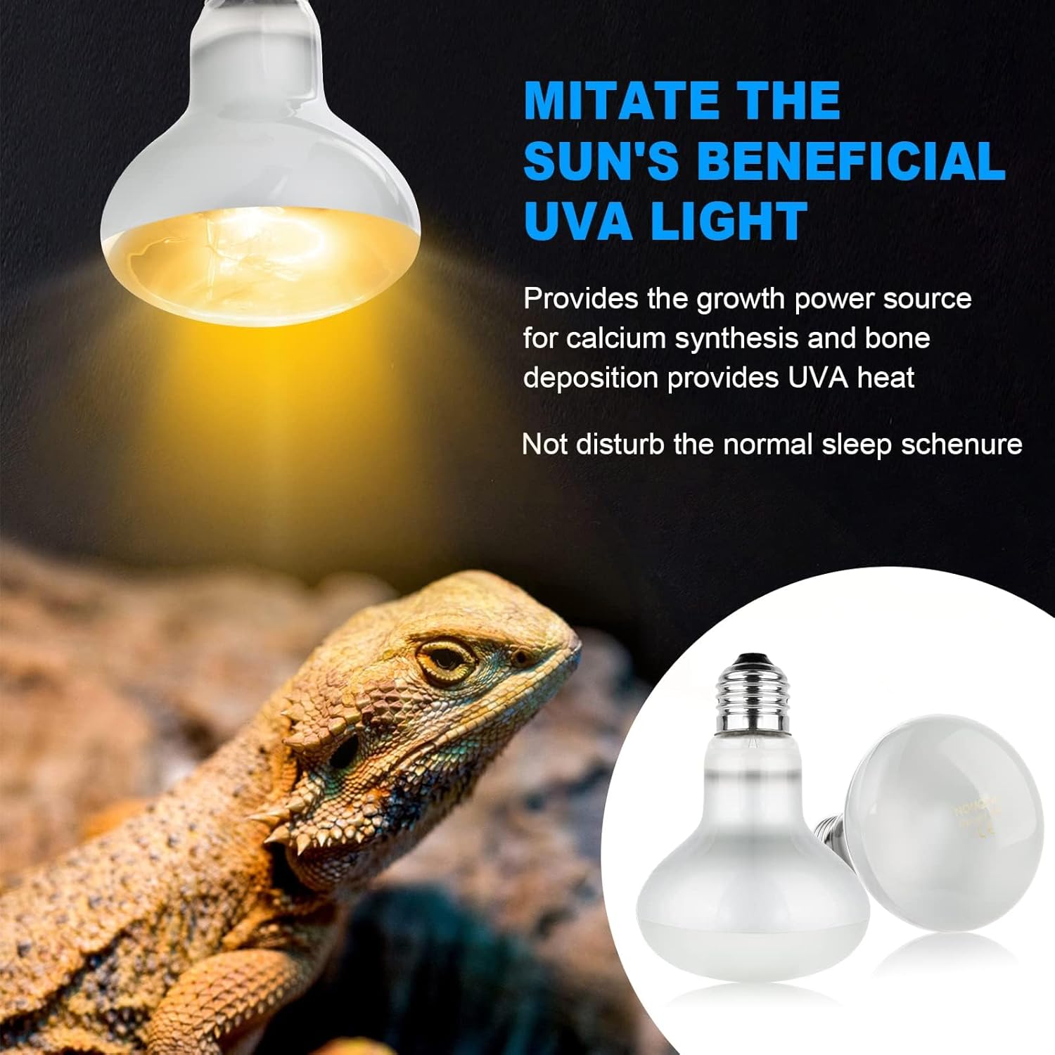 Thumbnail 4 de Adiwo Basking Spot Lamp 2 Pack 100W Reptile Heat Bulbs (E27, White)