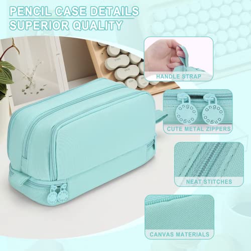 Detalle 2 de Sciphylia Trousse Scolaire Grande Capacité : organisation et polyvalence en Vert Clair