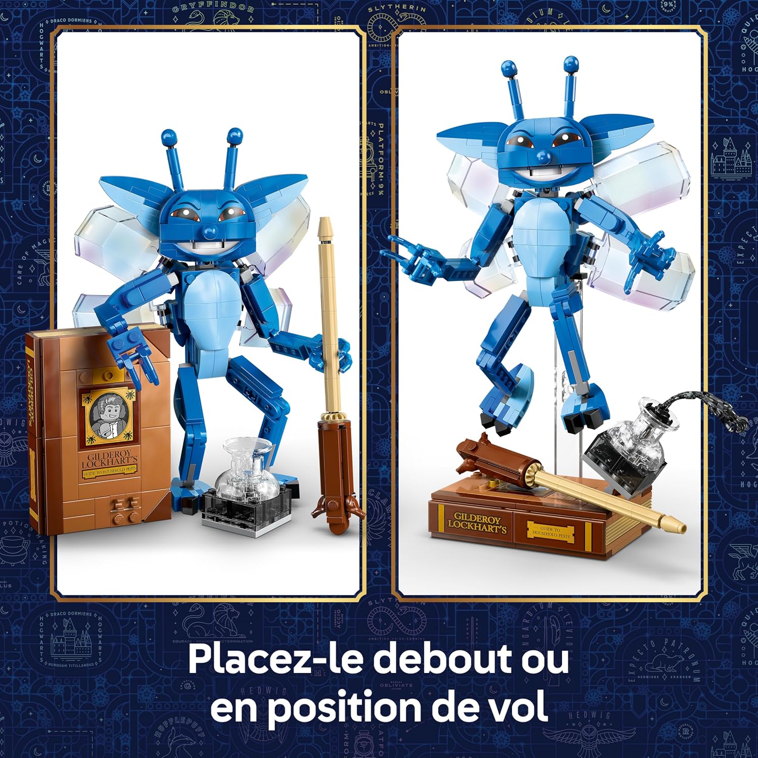 Detalle de LEGO Harry Potter Le Lutin de Cornouailles – Figurine articulée et décor pour chambre, avec livre et flacon d'encre – 76461