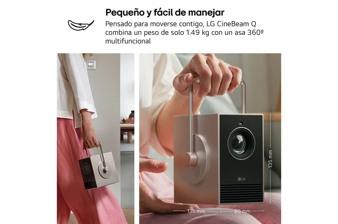 Detalle de LG CineBeam Q PU600U: proyector láser 4K UHD hasta 120" con calibración automática y webOS