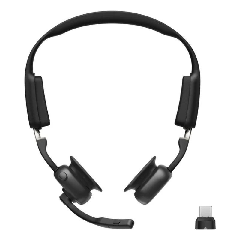 Detalle de Shokz OpenMeet: auriculares inalámbricos open-ear con cancelación de ruido y conducción ósea