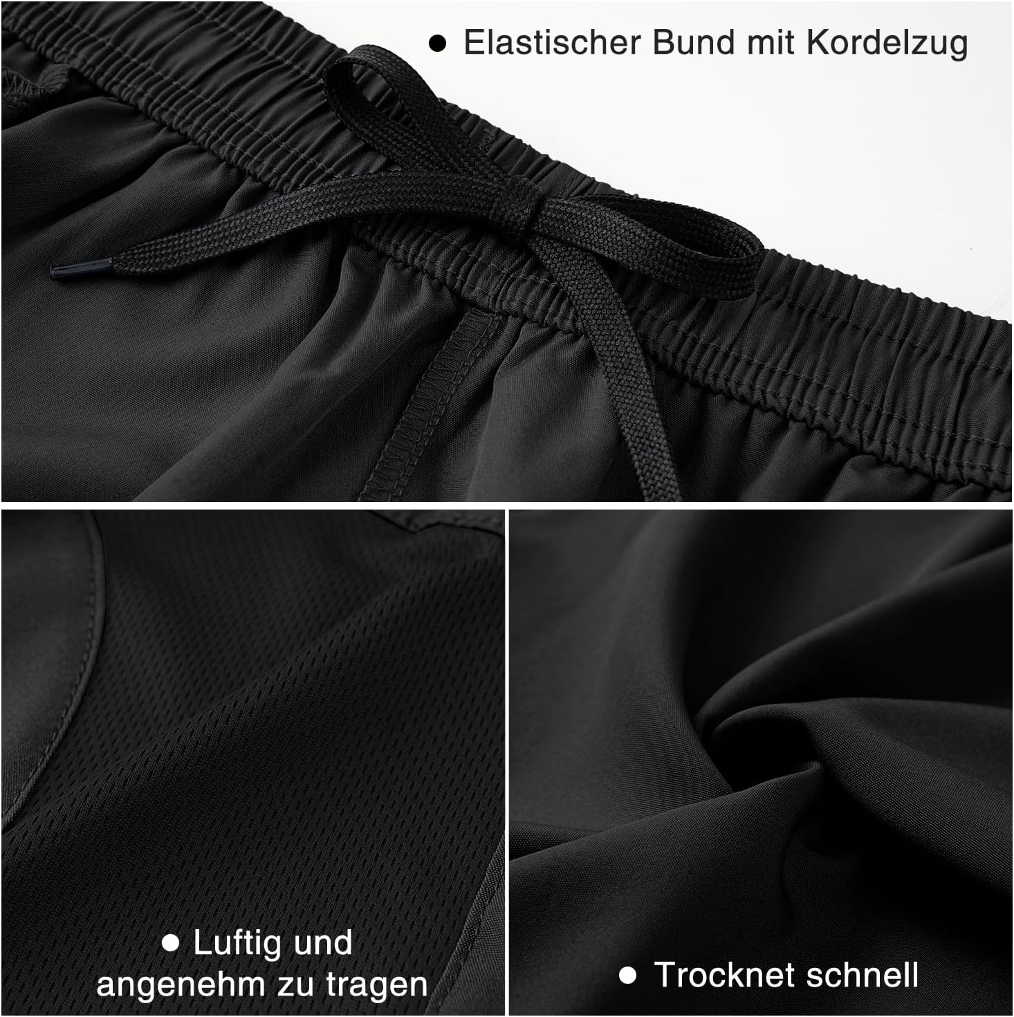 Thumbnail 4 de HMIYA Herren Sport Shorts mit Reißverschlusstaschen – schnell trocknend, Stretch & bequemer Bund