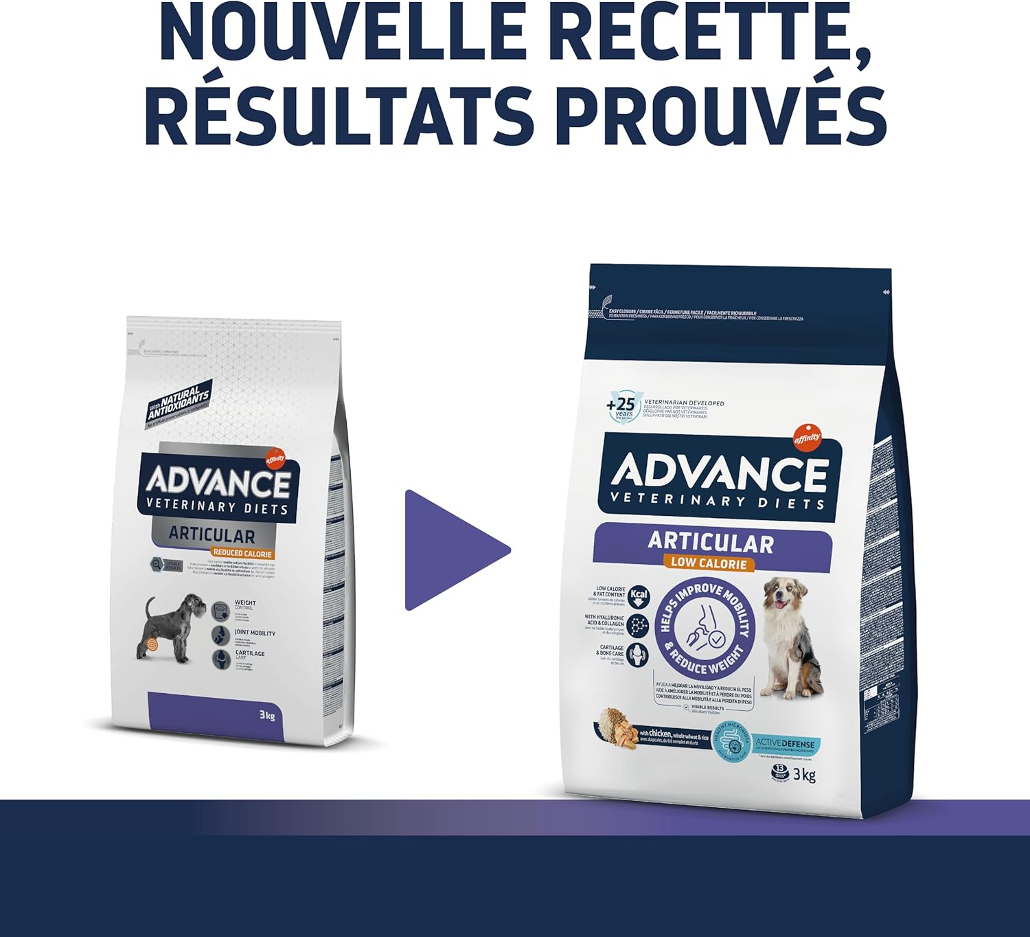 Detalle 2 de Advance Veterinary Diets Articular Care Reduced Calorie – Croquettes pour chiens à problèmes articulaires (3 kg)