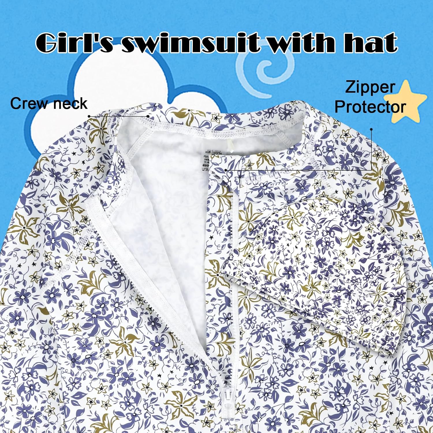 Thumbnail 1 de FLYISH DIRECT Toddler Girl One Piece Swimming Costume with Cap – UPF50+ Sun Protection