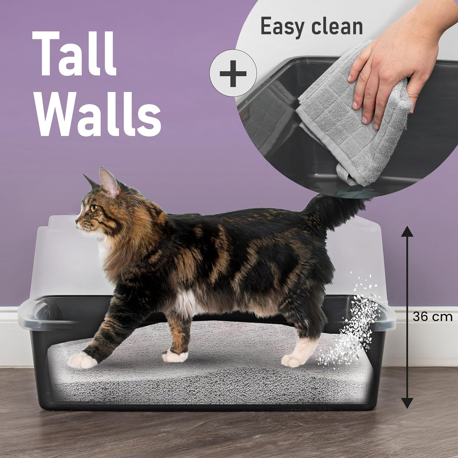 Thumbnail 5 de Iris Ohyama Lettiera per gatti XL extra large grigia con lati alti rimovibili, a prova di perdite