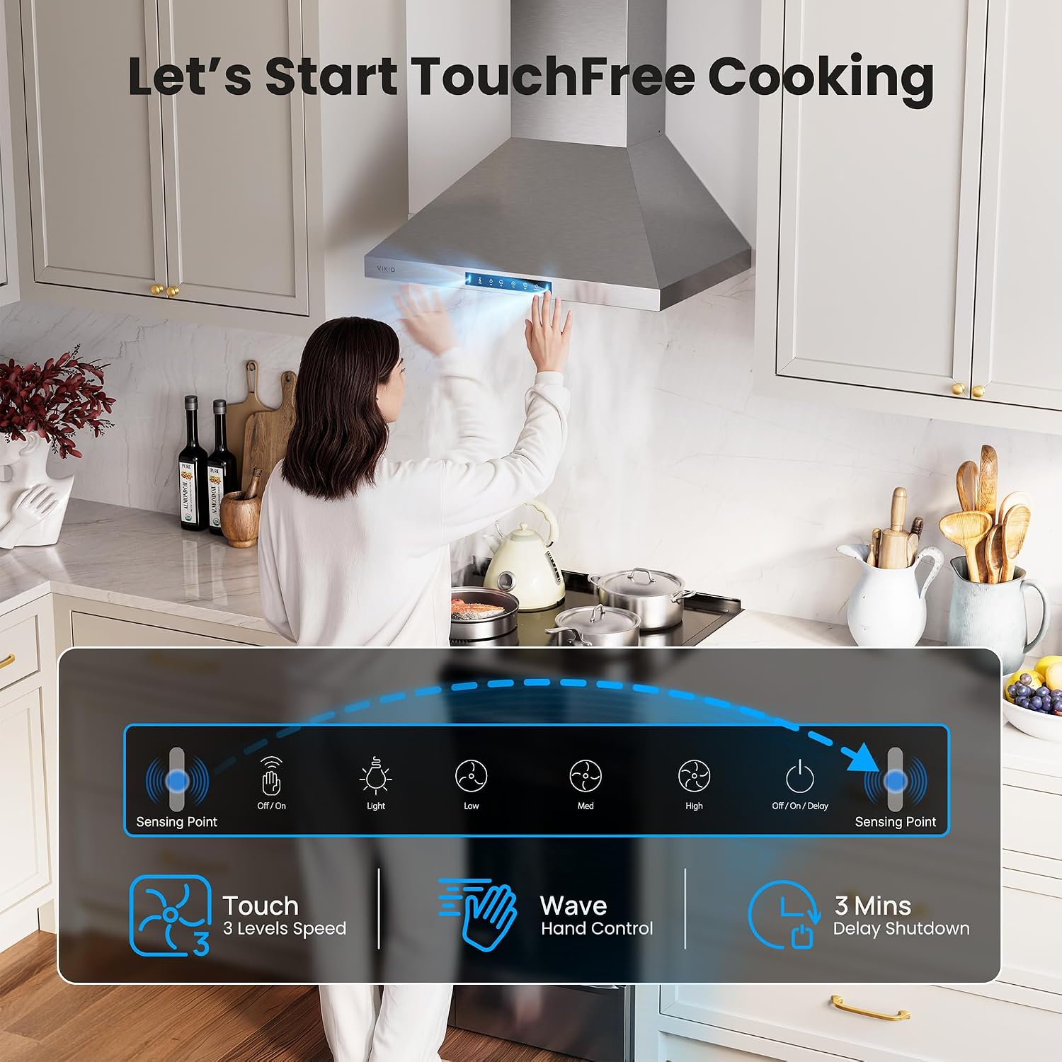 Detalle 2 de VIKIO HOME VK-RP31-36 36-Inch Wall-Mount Range Hood, 900 CFM