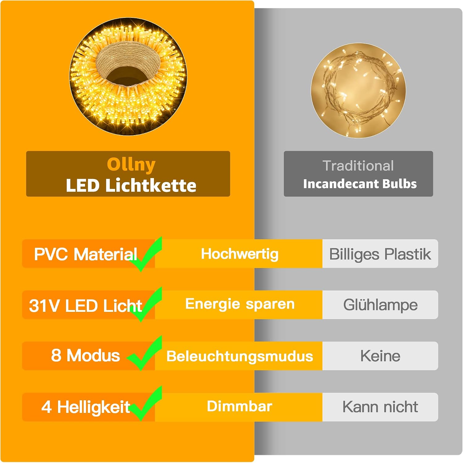 Thumbnail 4 de Ollny Lichterkette außen 20m 200 LEDs