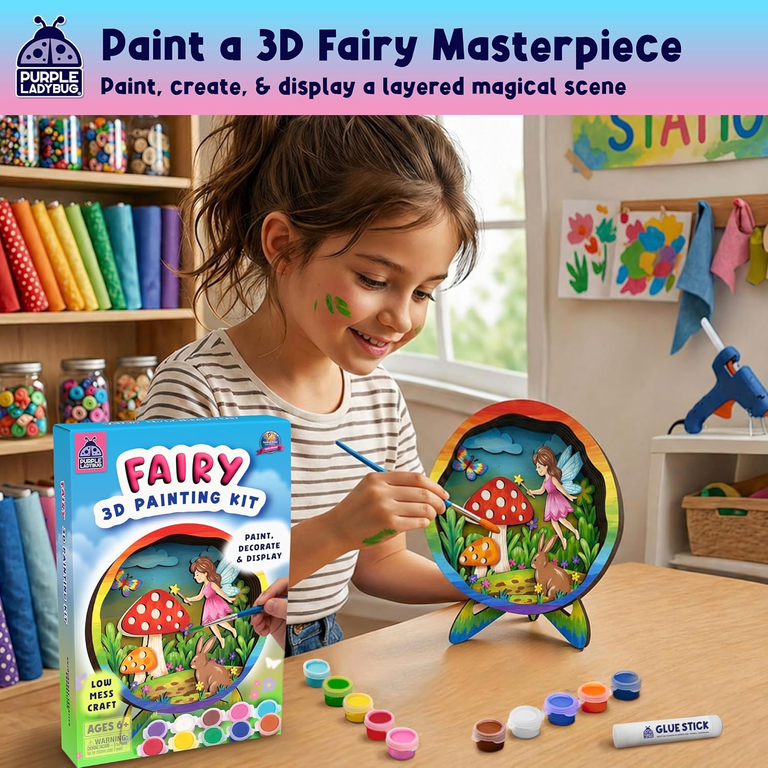 Thumbnail 6 de Fairy 3D Paint Your Own Sets for Kids by Purple Ladybug — Wooden Craft Kit