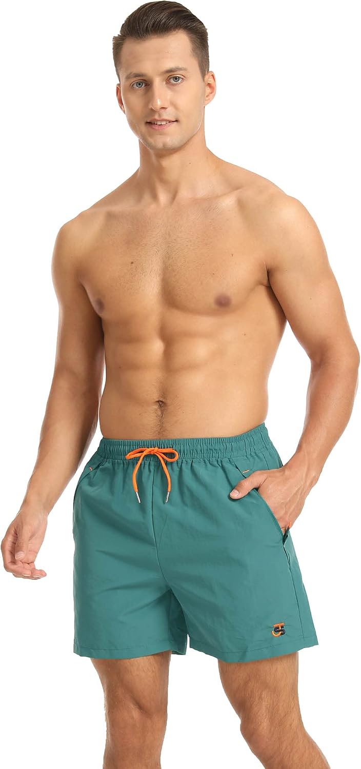 Thumbnail 1 de JustSun Men's Swim Shorts with Zip Pockets and Mesh Lining – Quick-Dry Board Shorts