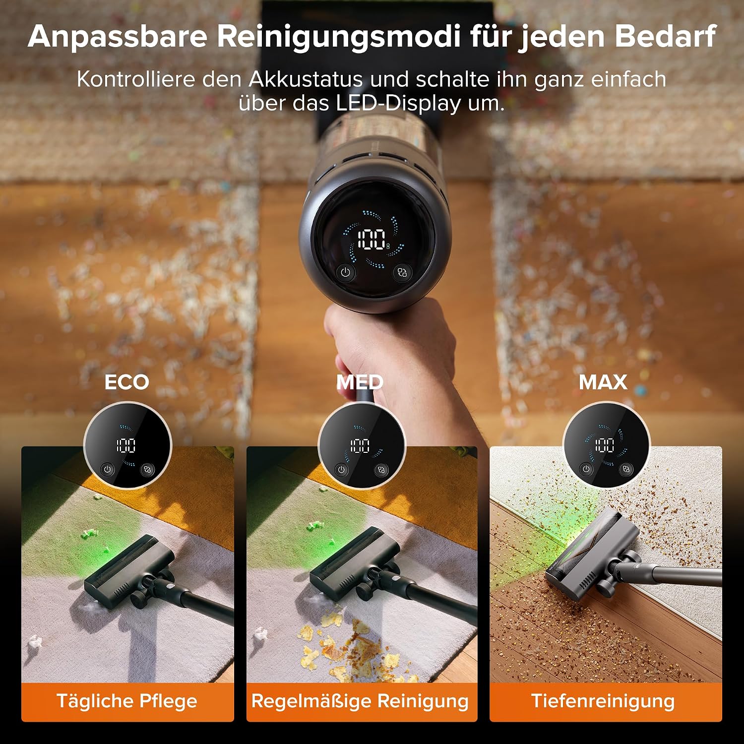 Detalle de roborock H60 Hub Ultra Akku-Staubsauger mit Absaugstation – 210 AW, 90 Minuten Laufzeit