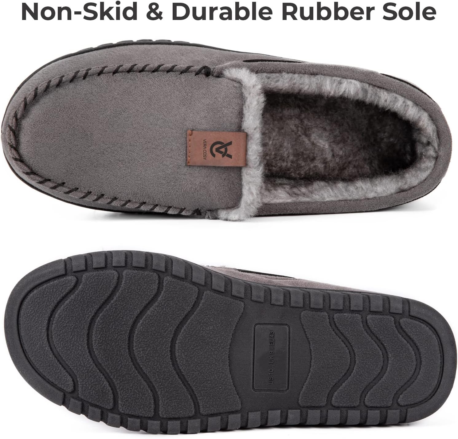 Thumbnail 5 de VeraCosy Men's Classic Moccasin Slippers 1 size up