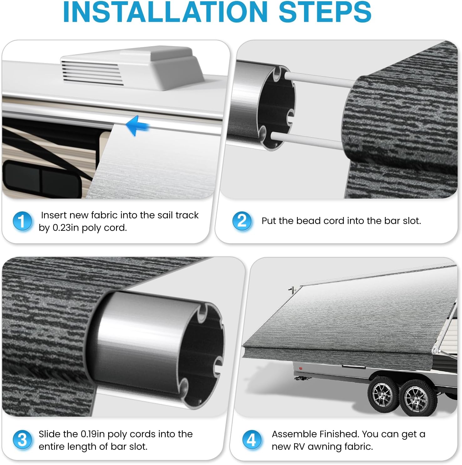 Thumbnail 6 de Glamful Heavy-Duty 21ft RV Awning Replacement Fabric (19.5oz Vinyl, Ombré Gray)