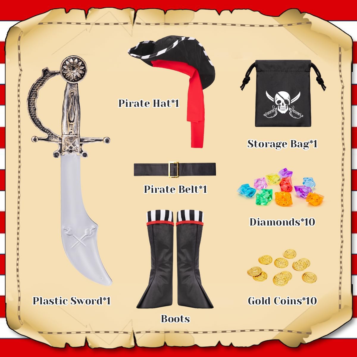 Thumbnail 1 de MELAND Pirate Costume Kids 3-10