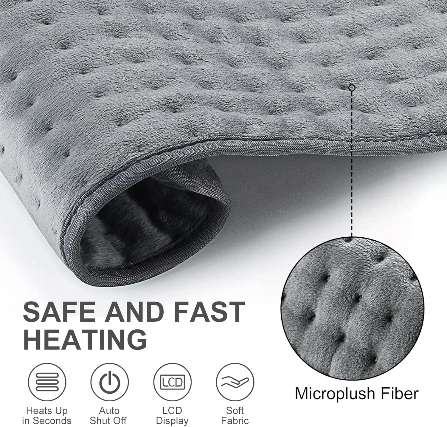 Thumbnail 1 de Heat Pad for Back Pain Relief Electric Heating Pad with 6 Temperatures and Auto Shut Off Timer