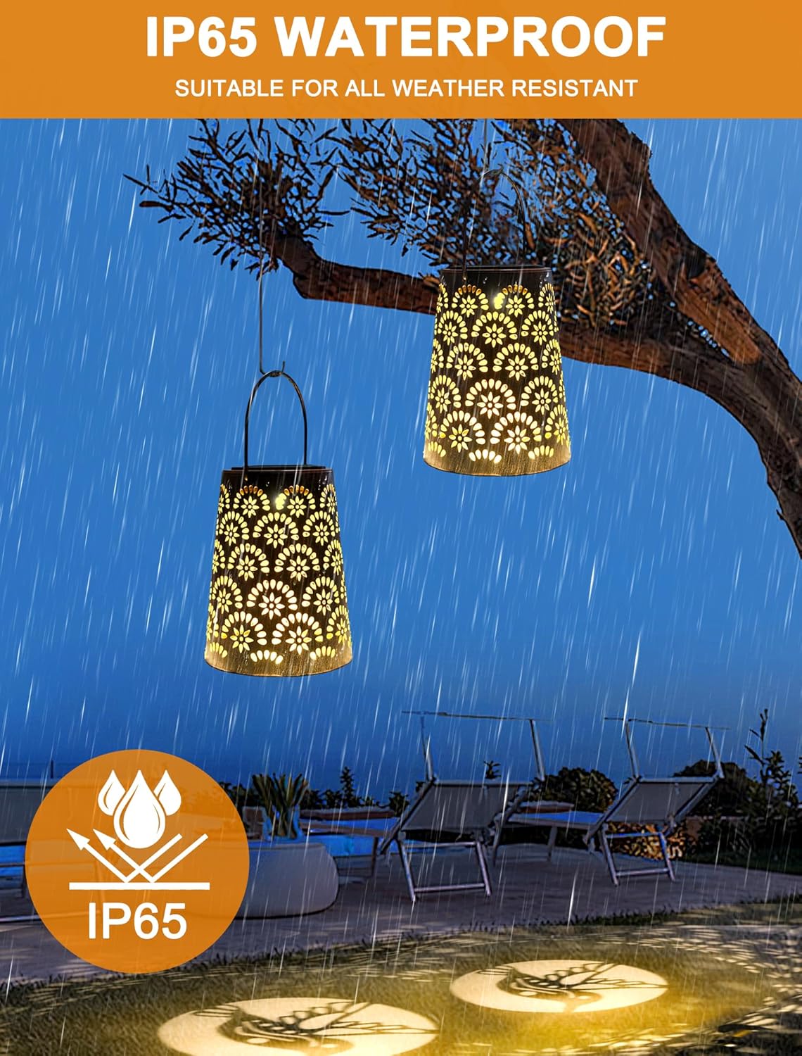 Thumbnail 1 de OUILA Solarlampen für Außen (IP65) – wetterfeste Metall-Gartenleuchte mit LED und Vintage-Floral-Design