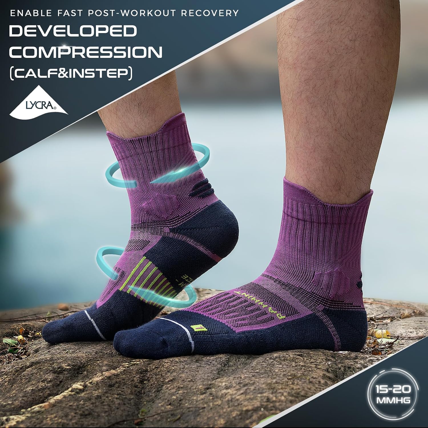 Detalle de Rahnint Coolmax hiking running quarter socks (3-pack) for long-distance comfort