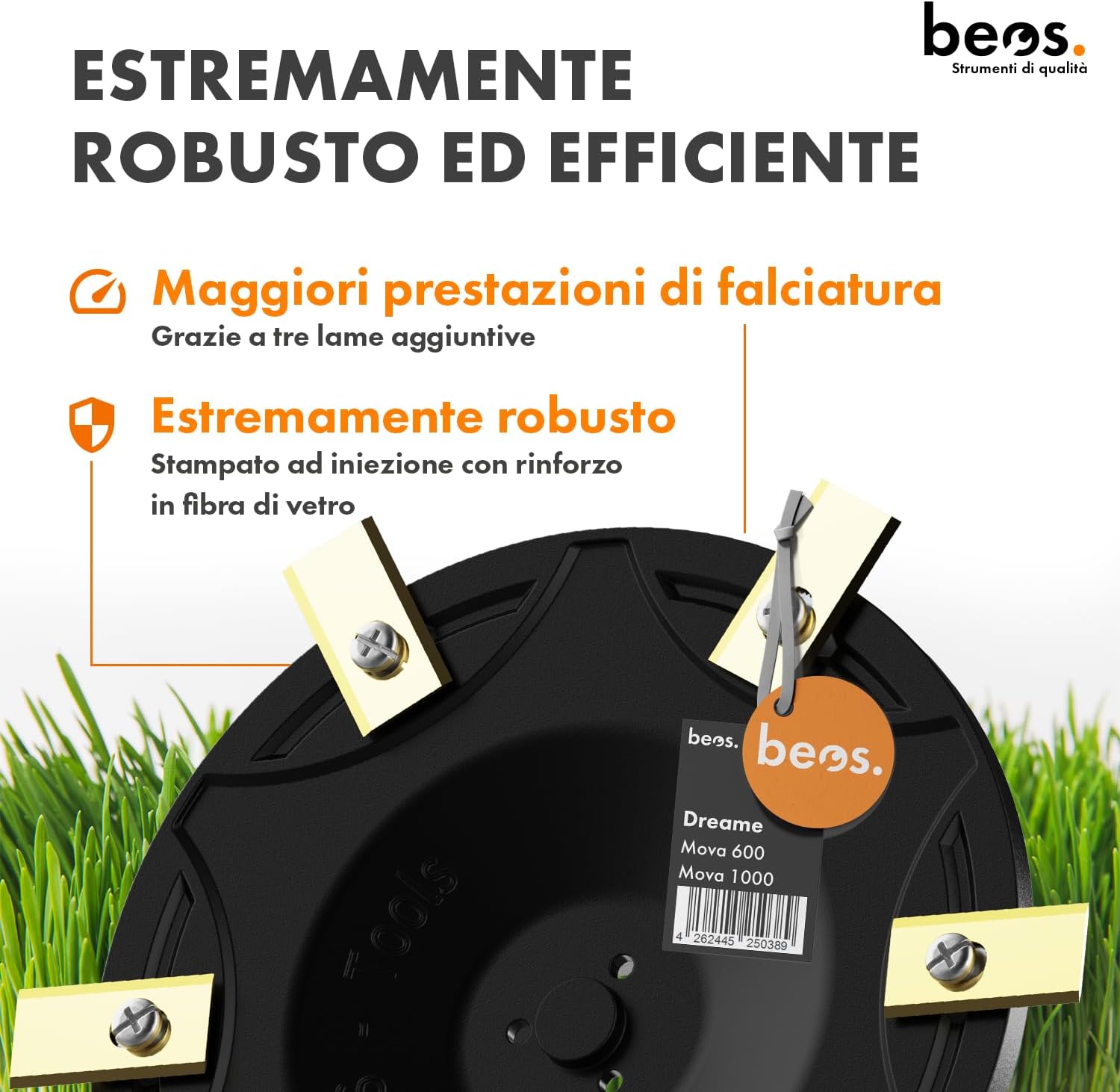 Thumbnail 4 de BEOS Premium Robot Tosaerba Tuning – disco portacoltelli per 6 lame per Dreame Mova 600 & Mova 1000, rinforzato in fibra di vetro (Ø 170 mm)