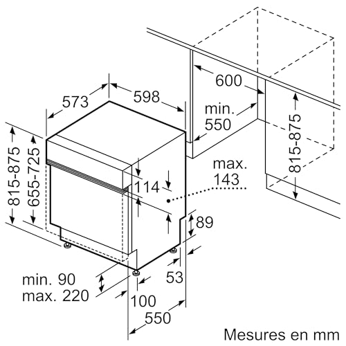 Detalle de Bosch SMI2HTS02E: Lave-vaisselle encastrable 60 cm sans façade, noir sur bandeau acier brossé