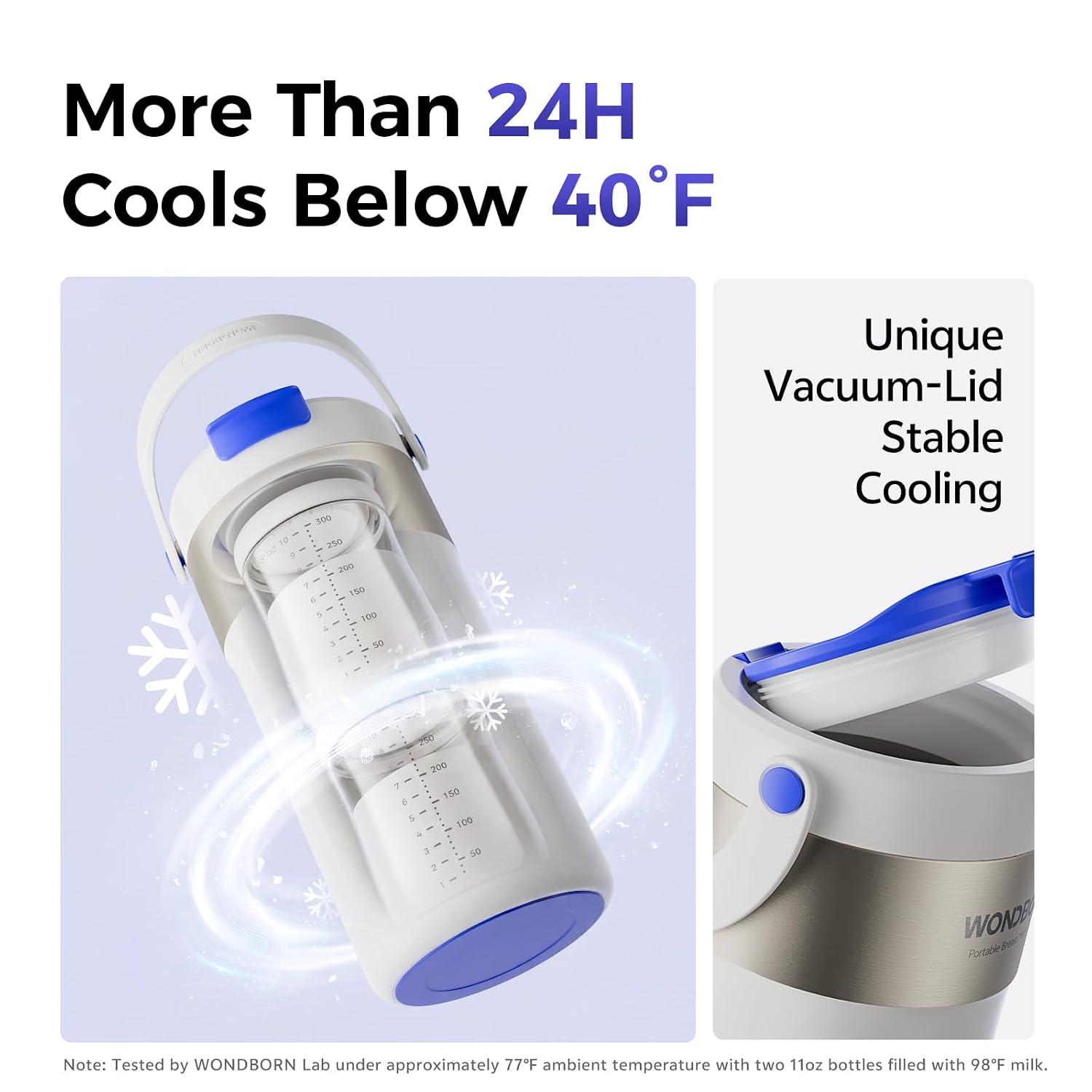 Detalle de WONDBORN WB-86780KJ Breast Milk Cooler, 22 oz, 2 Bottles & 4 Ice Rings