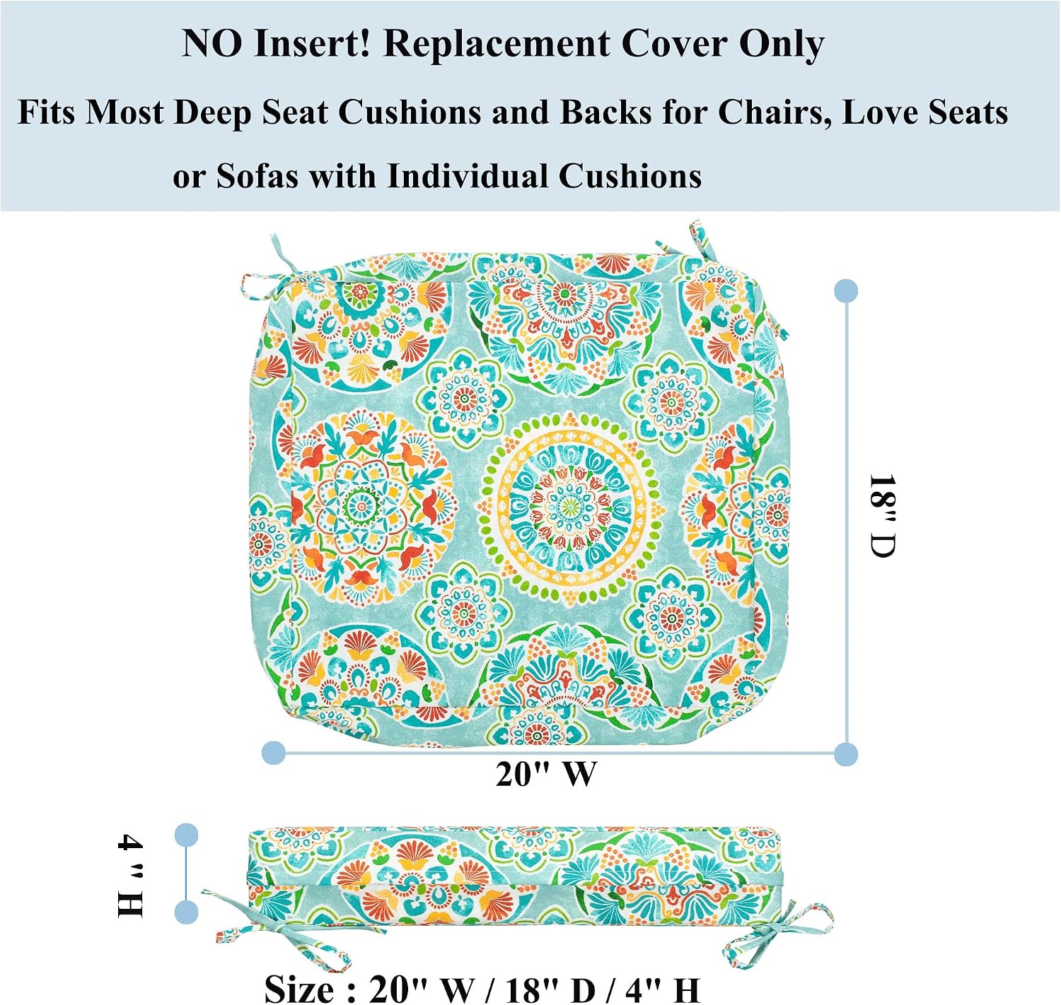 Thumbnail 1 de FUNHOME Outdoor Cushion Covers 20 x 18 x 4 Inches