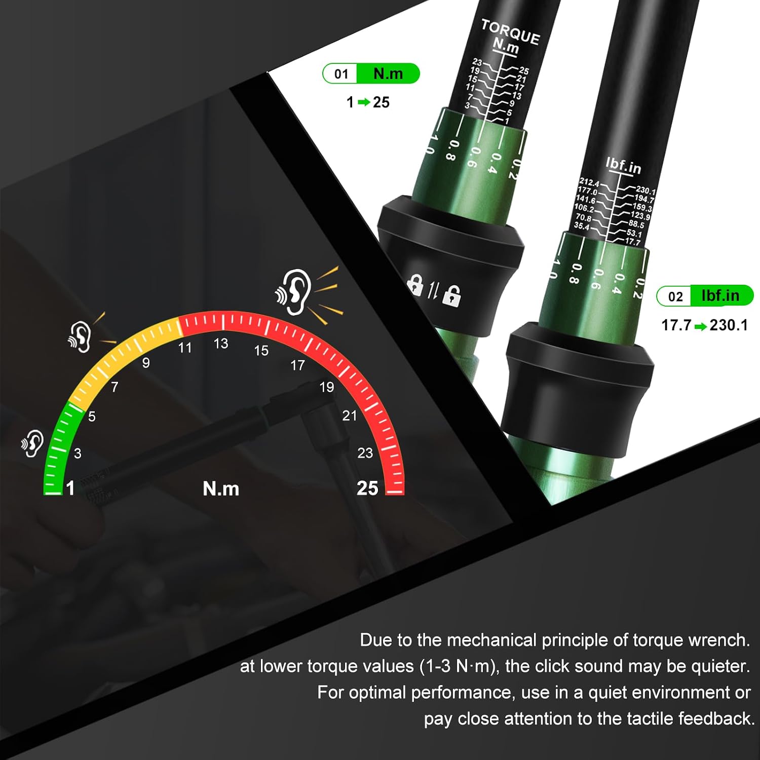 Detalle de Uharbour Torque Wrench 1/4 1–25 Nm