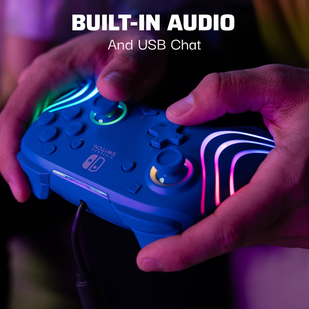 Detalle de Official Switch Afterglow Wave wired Controller – Blue