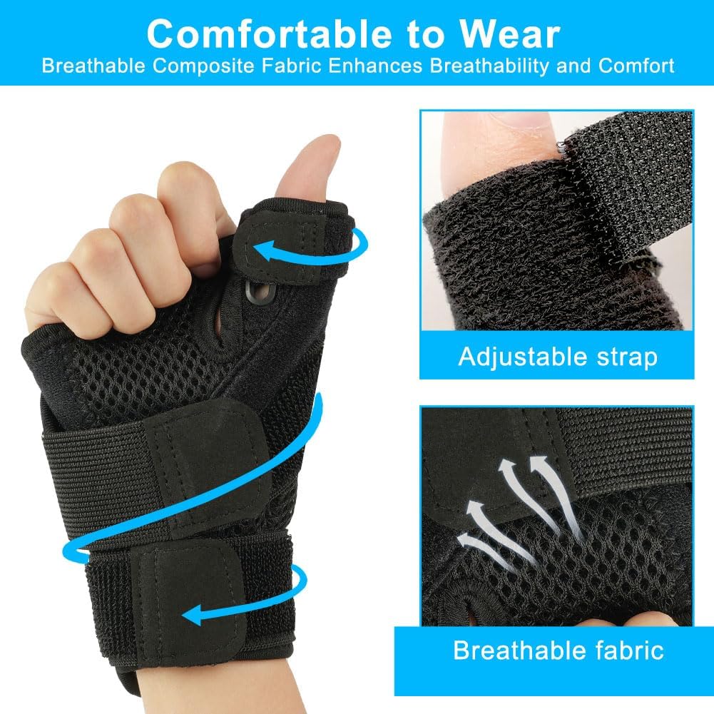 Detalle de ACWOO Attelle pouce réglable pour main droite & gauche (noir) : arthrite, tendinite, canal carpien et entorses