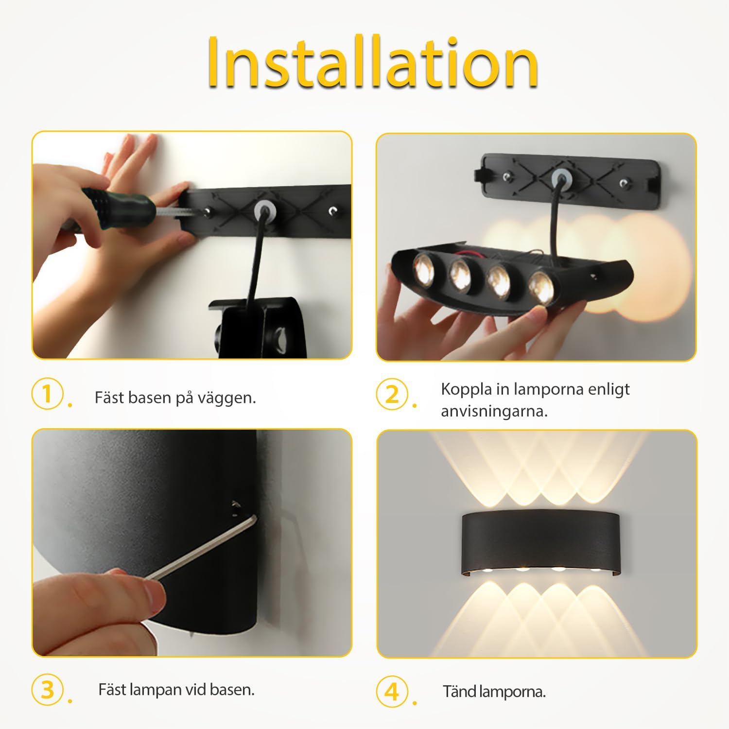 Detalle 2 de YICALE LED-vägglampa 8 W med upp- och nedljus, 3000 K, IP65