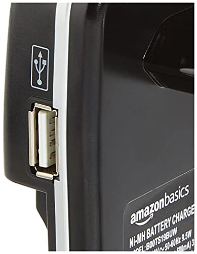 Detalle de Amazon Basics Chargeur Ni-MH AA AAA USB ⚡