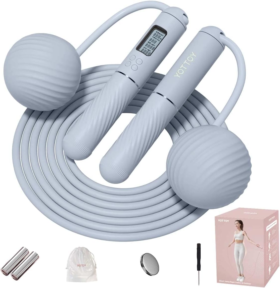 YOTTOY Skipping Ropes for Adults – Cordless counter jump rope with LCD display