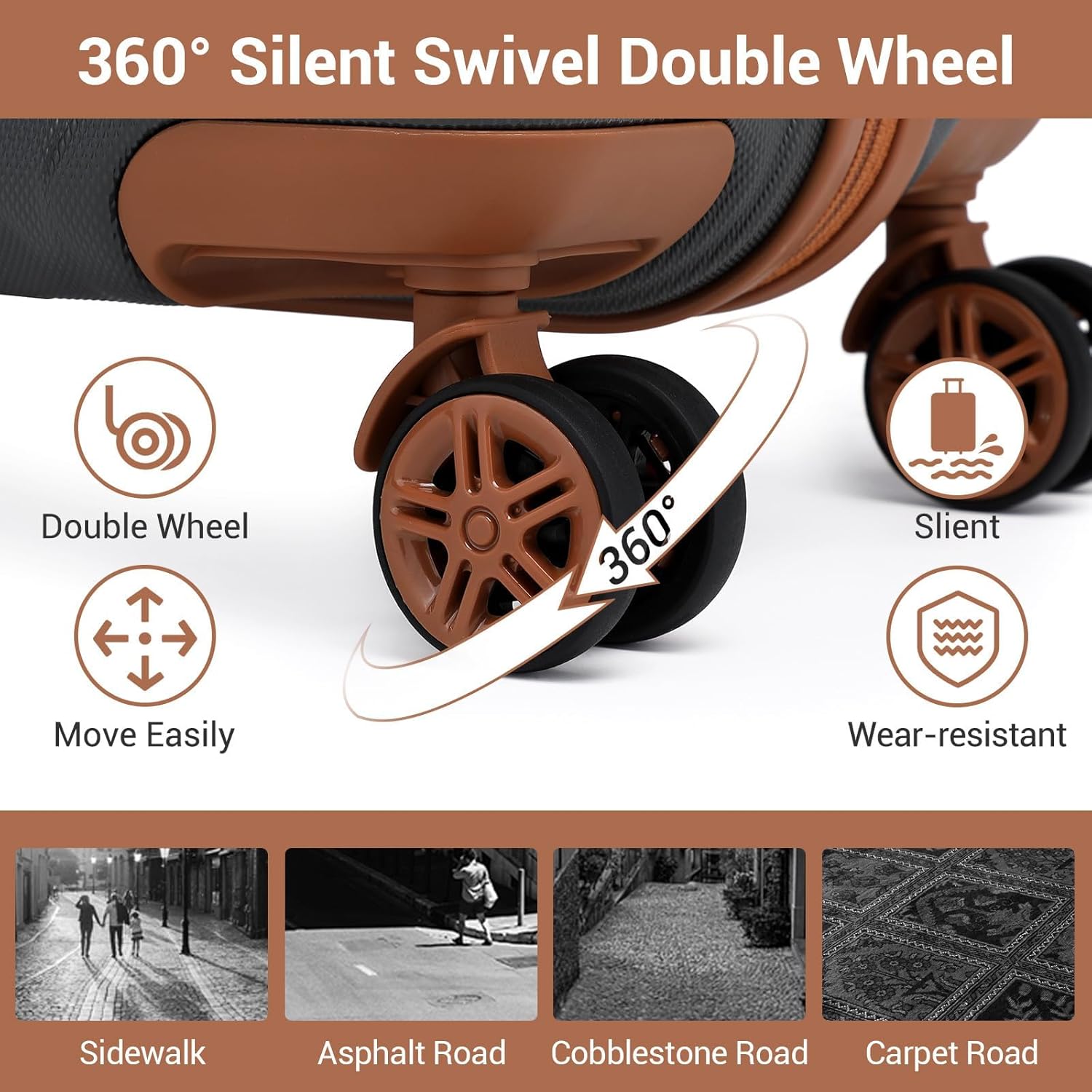 Detalle de Kono Suitcase Lightweight ABS+PC Hard Shell 28" with TSA Lock and 360° Wheels