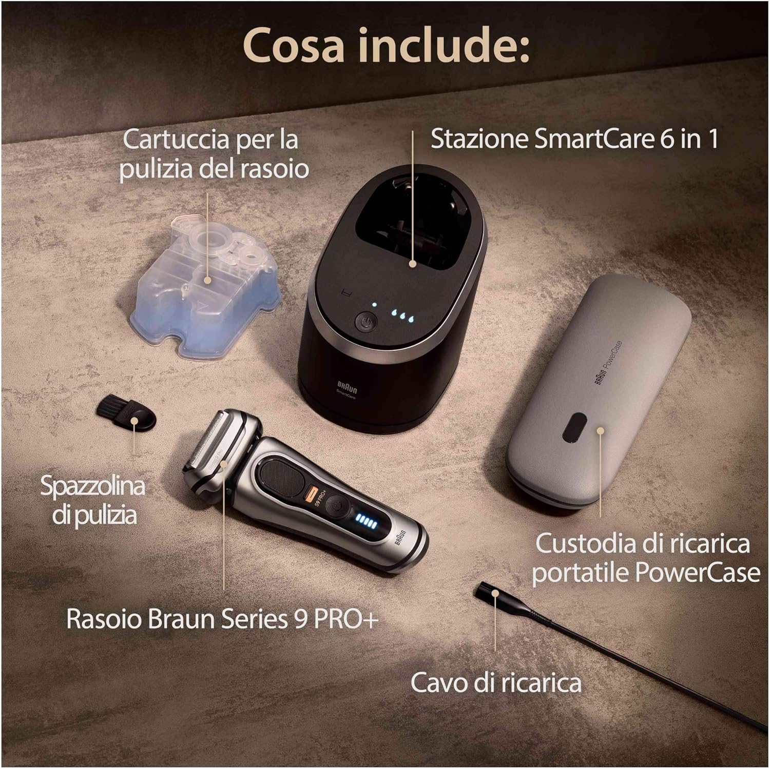 Thumbnail 6 de Braun Series 9 PRO+ 9577cc Argento: rasoio elettrico e regolabarba uomo con SmartCare e PowerCase
