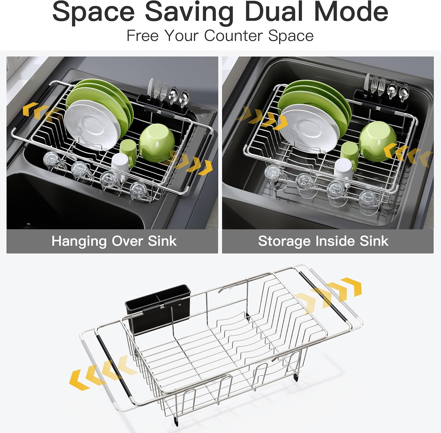 Detalle 2 de JASIWAY Dish Drying Rack 15.5–23.2 in 🍽