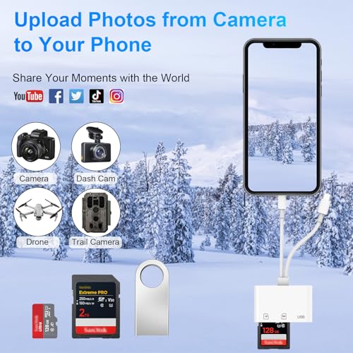 Detalle de Lector de tarjetas SD 3 en 1 con Apple MFi de Ticenpe: Lightning y USB‑C para iPhone, iPad y más