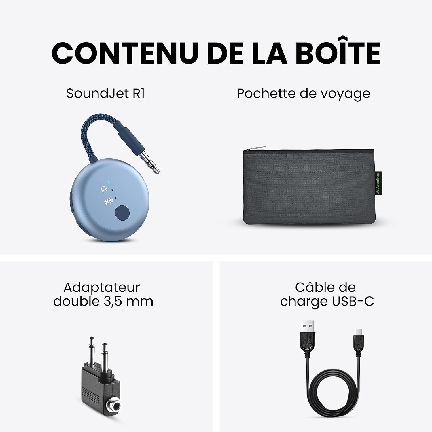 Thumbnail 6 de Avantree SoundJet R1 – Adaptateur avion Bluetooth pour AirPods et écouteurs, aptX Adaptive, 20 h d’autonomie