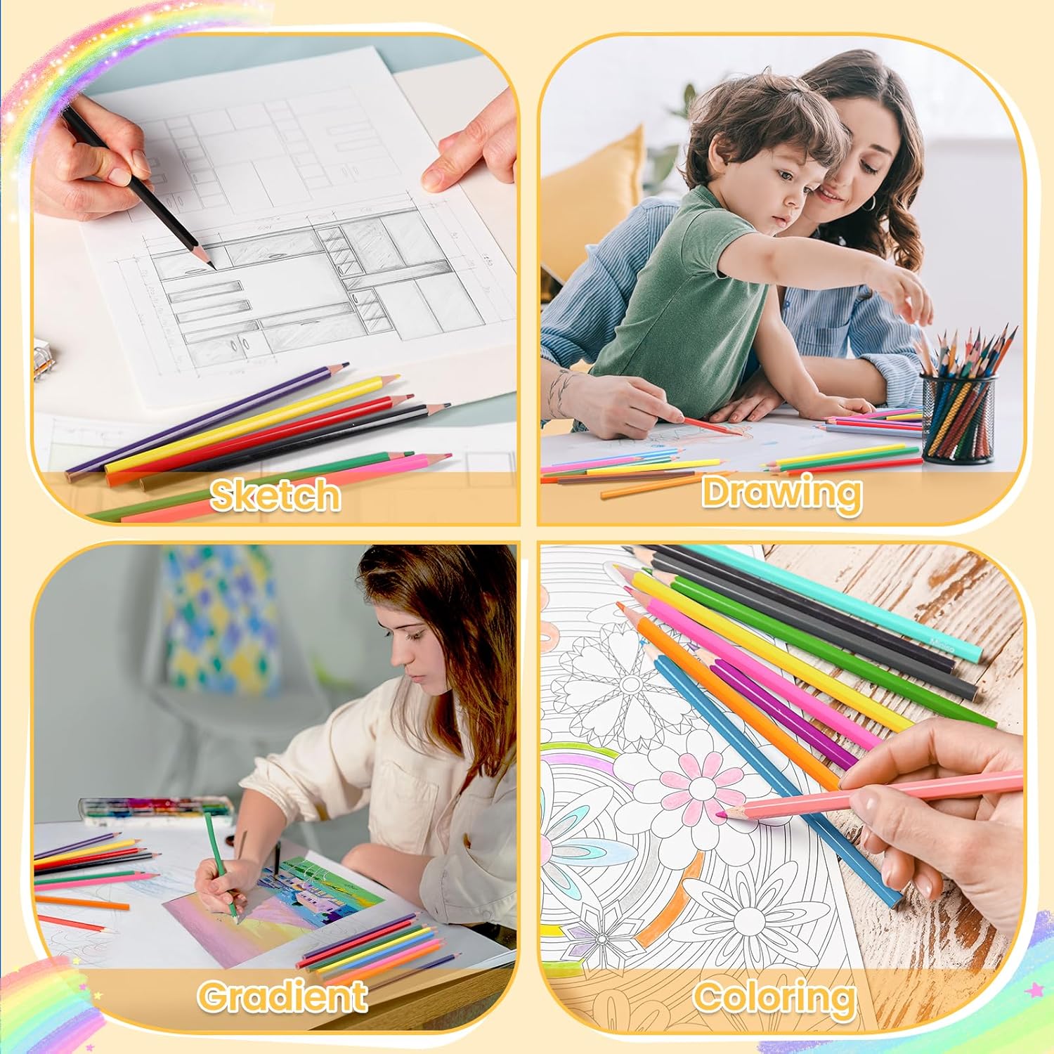Thumbnail 4 de 240-Pack Colored Pencils Bulk Classroom (12 Colors) with 24 Sharpeners for Kids, Teachers, and Coloring Projects