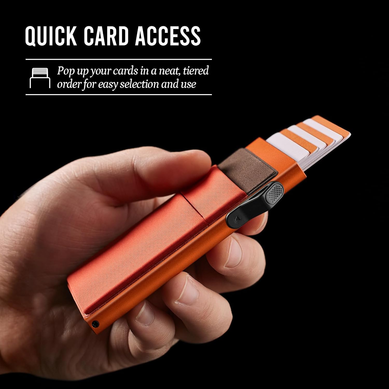 Detalle de YESIIW minimalistische RFID-Schutz-Brieftasche Pop-up Geldbörse Herren Orange