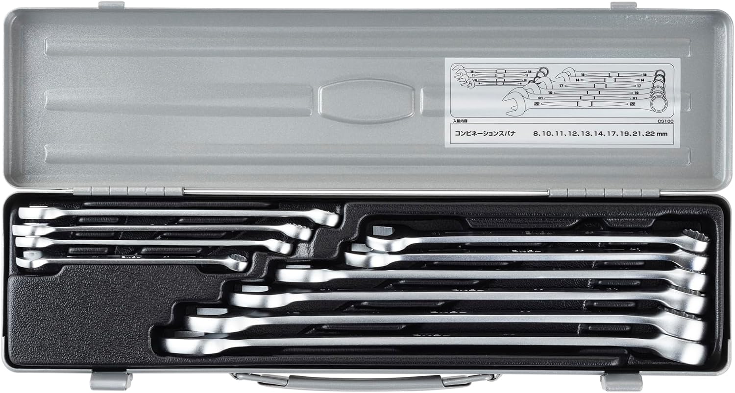 Detalle de トネ(TONE) CS100 コンビネーションスパナセット 10点組 シルバー