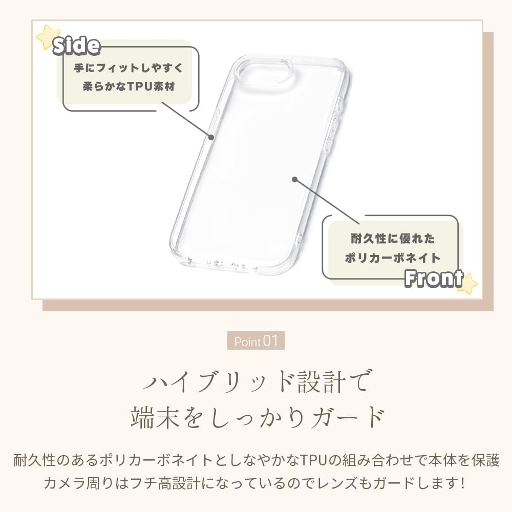 Detalle de Premium Style PG-D25KPT08MVL iPhone16e用クリアハイブリッドケース MARVELシート付き