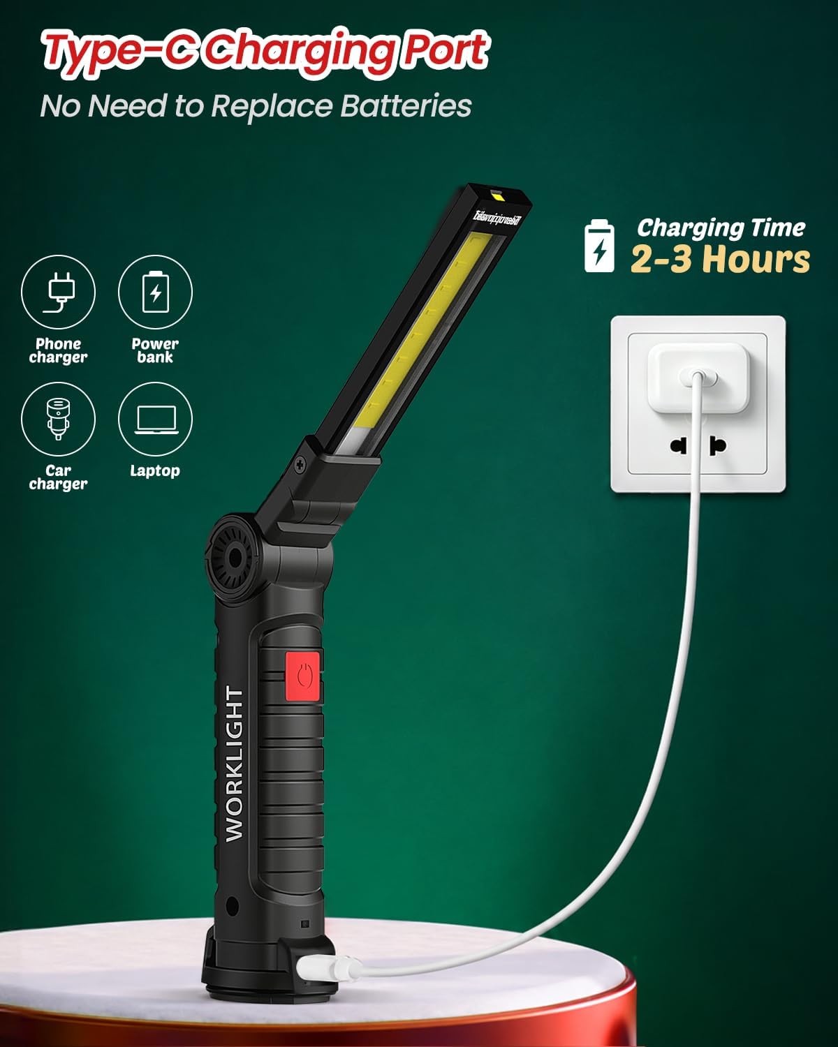 Detalle 2 de Coquimbo GZD-001 2-Pack Rechargeable Work Lights with Magnetic Base and Hook