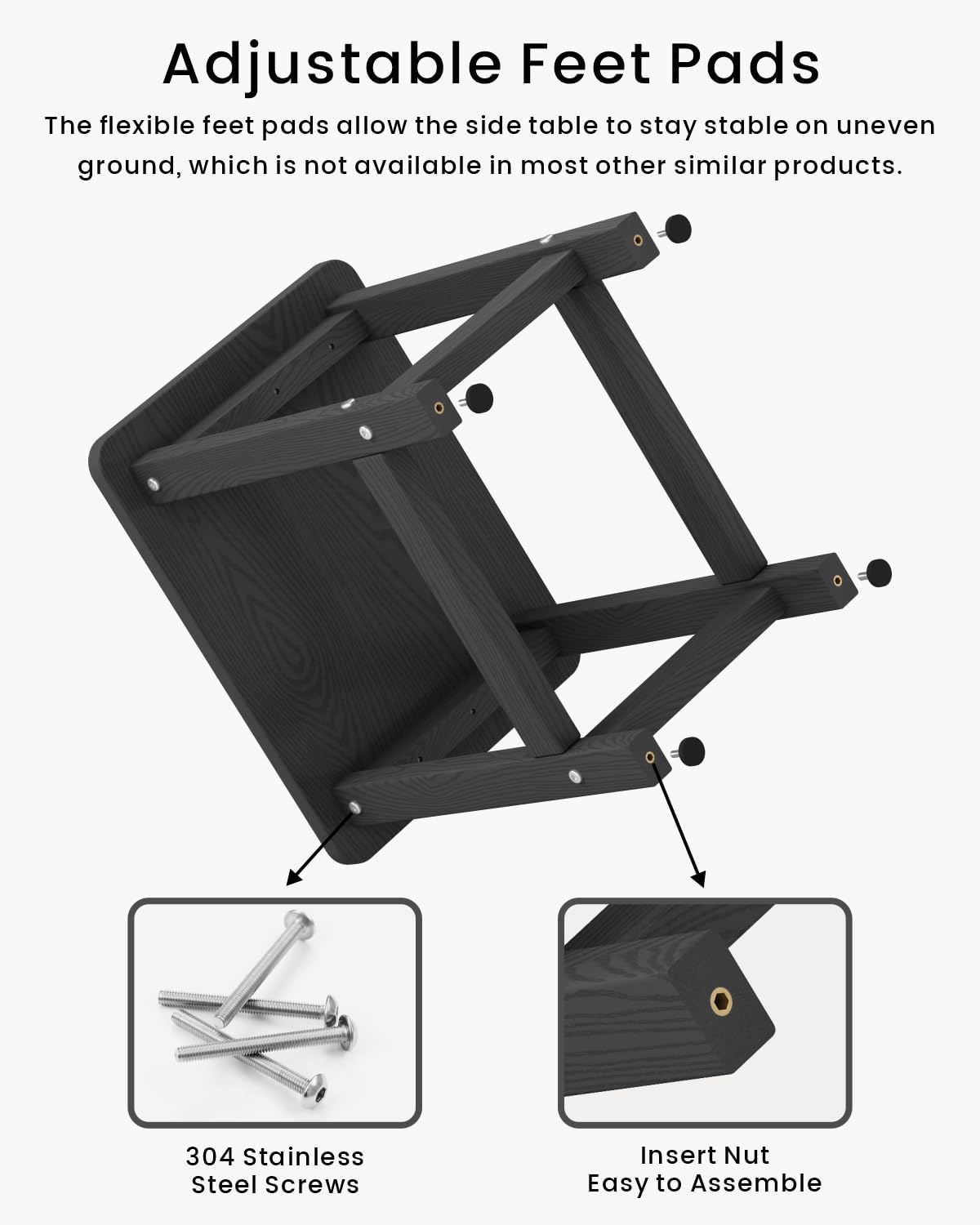 Thumbnail 4 de BIVODA CJ/002-01-CA Outdoor Side Table, Black HDPE Square Patio Table