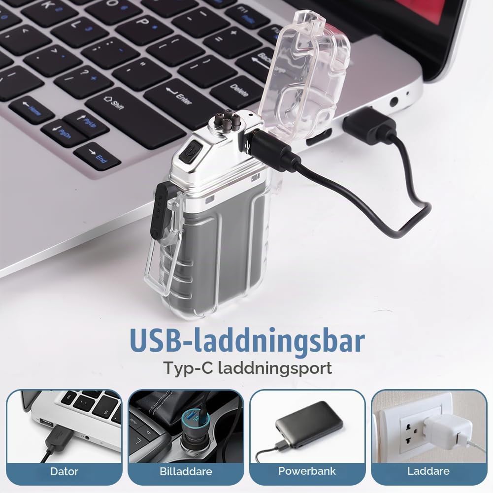 Detalle de Vicloon elektrisk bågtändare med USB-C, ficklampa i tre lägen och visselpipa