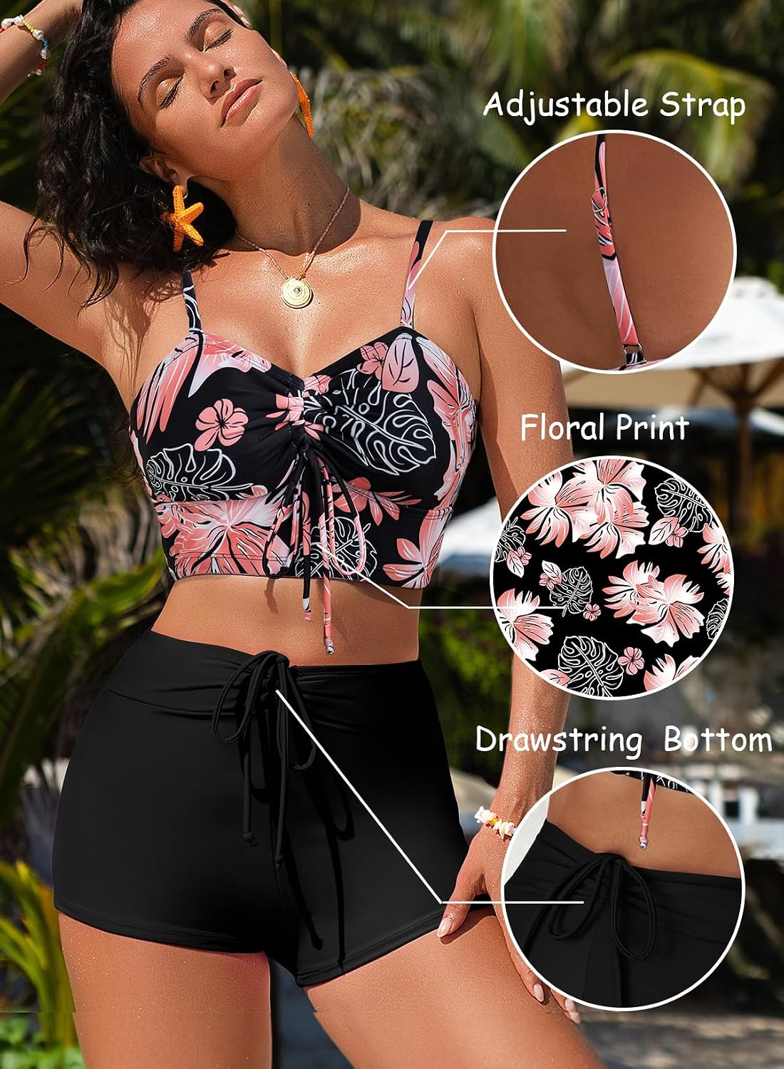 Detalle de Herseas High Waisted Floral Two-Piece Bikini Set with Tummy Control