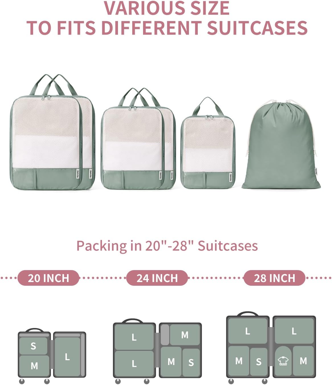 Thumbnail 1 de Narwey 6‑Piece Packing Cubes Set for Travel and Everyday Organisation